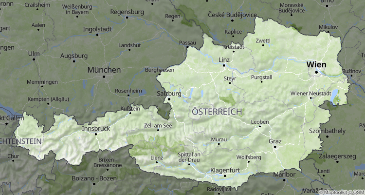 Static Map with border of Austria