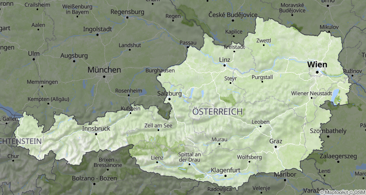 Static Map with border of Austria